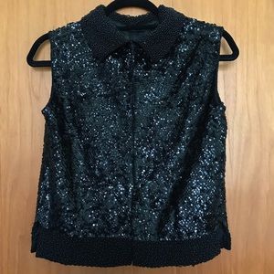 Vintage Sequin Zip Dress Top